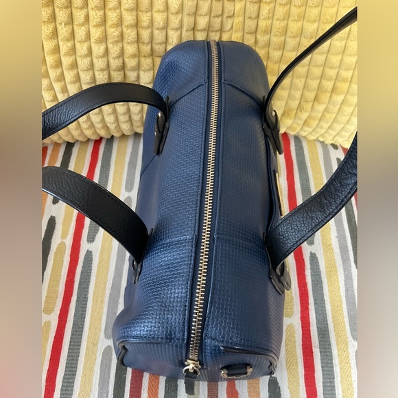 COLE HAAN Vintage Blue Satchel/Crossbody Black Trim,Gold Hardware. EUC! - Picture 7 of 14